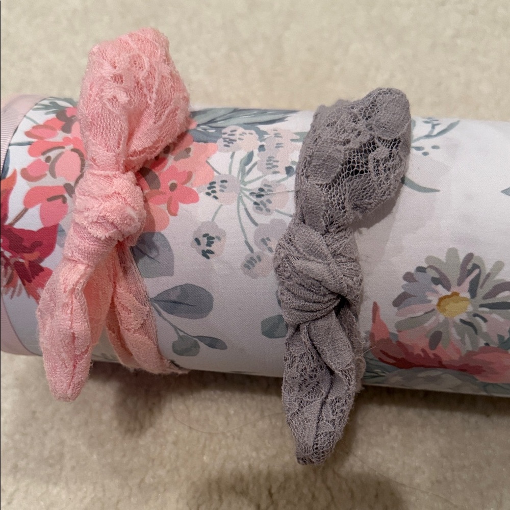 Babies R Us  Infant Elegant Lace Hair Headbands - Pink and Gray